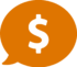 finance service icon of a dollar sign in a speech bubble