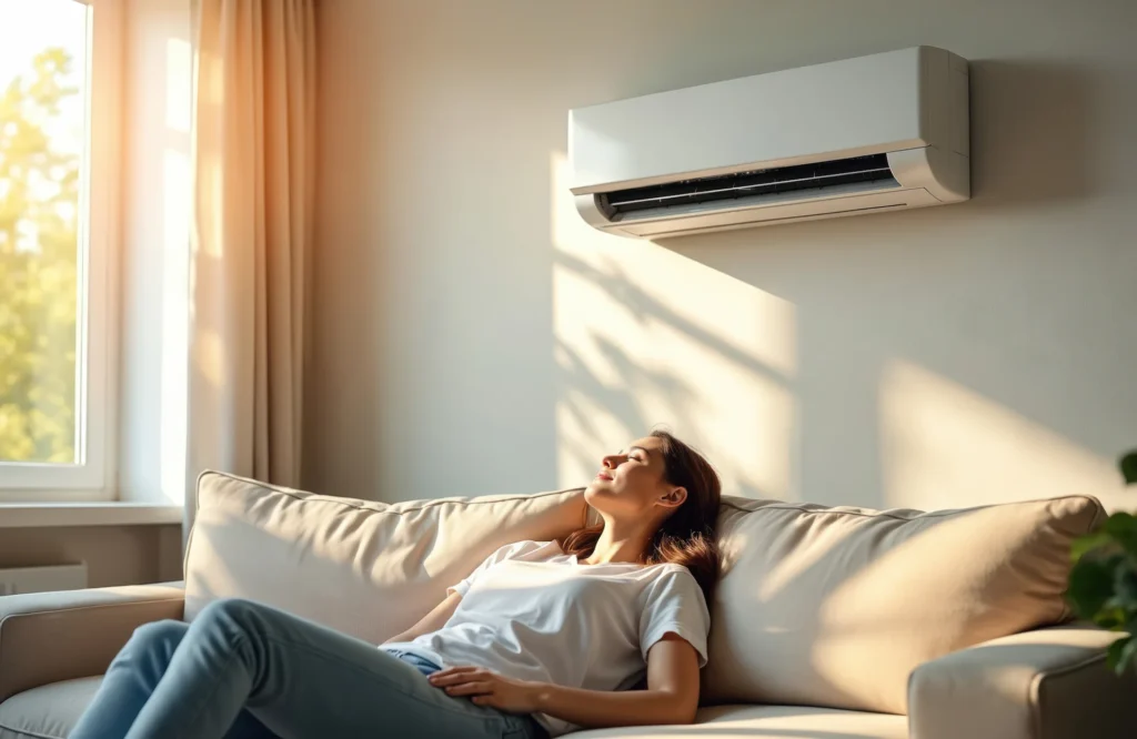 woman in living room enjoying hvac zoning