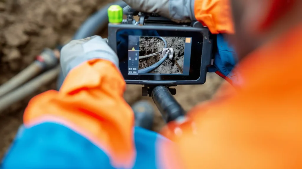 sewer camera inspection by technician